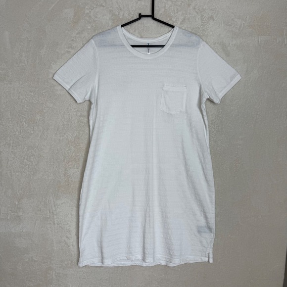 Kuhl Tops - KUHL WILLA White Textured Stripe T-Shirt Dress‎ Casual Pocket Comfort Size L